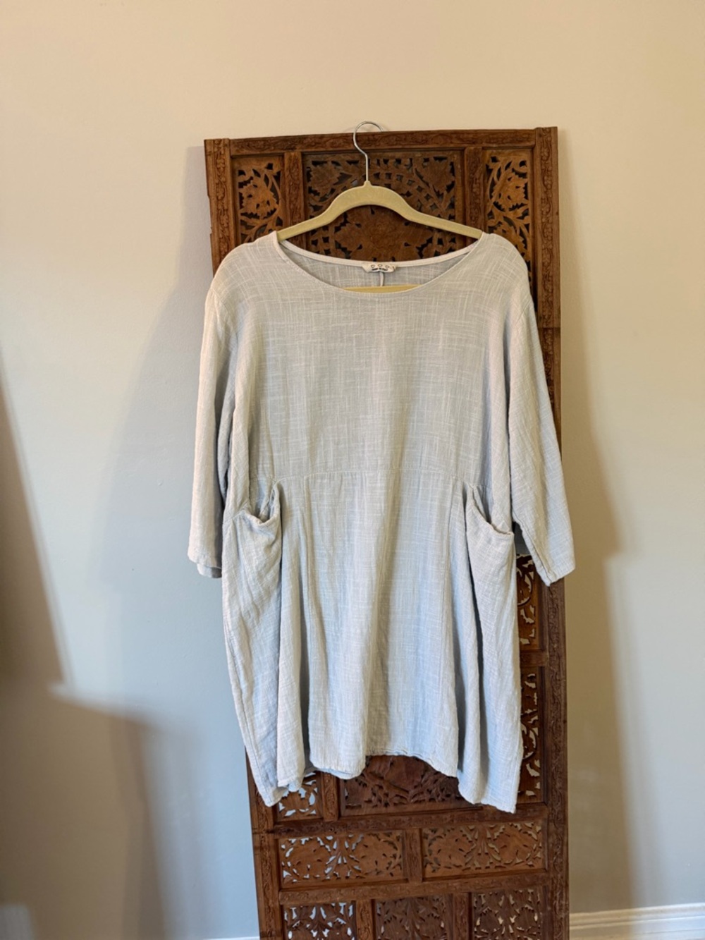 Light Gray Relaxed Cotton Tunic Top - Women